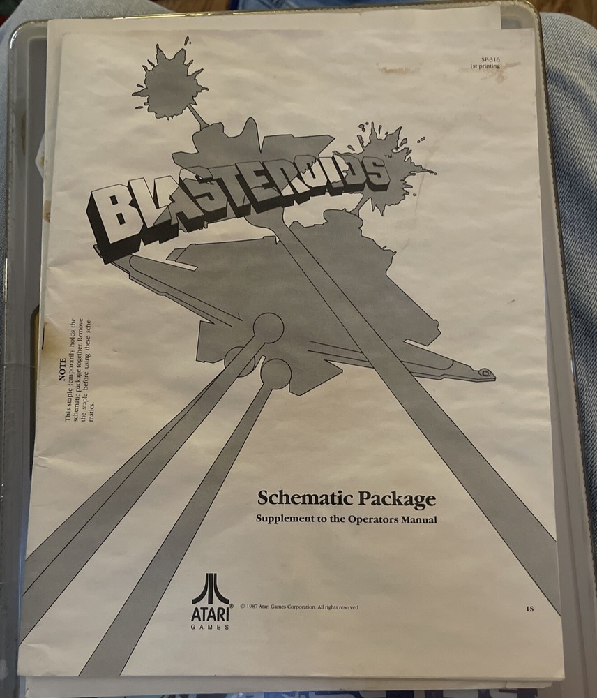 original Blasteroids Atari Schematics Only Arcade VIDEO Game manual