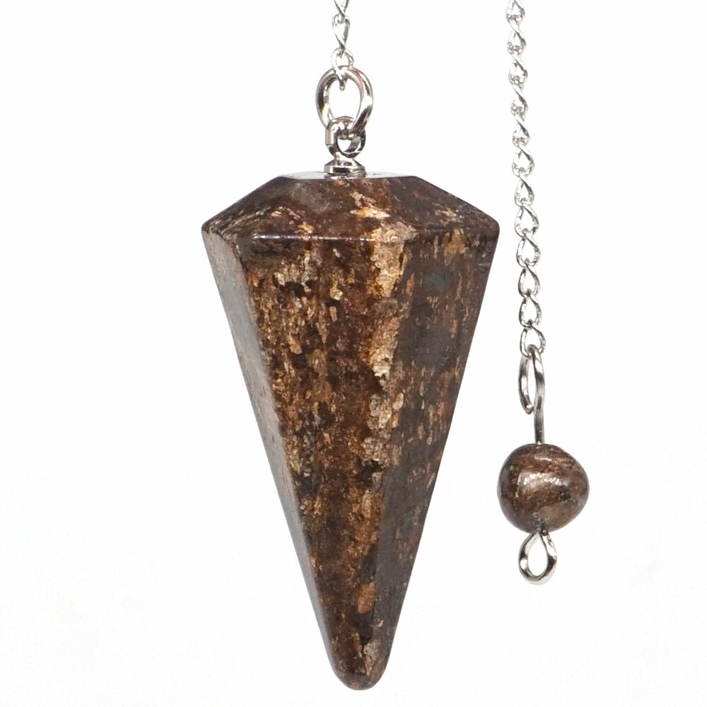 Natural Gemstone Bronzite Bonded Pendulum Healing Crystal Reiki Dowsing Tool