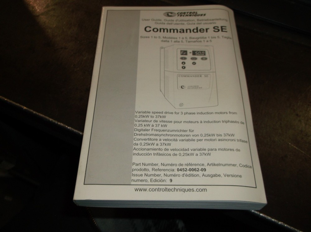 CONTROL TECHNIQUES 0452-0062-09 COMMANDER SE DRIVE USER GUIDE MANUAL (O5)