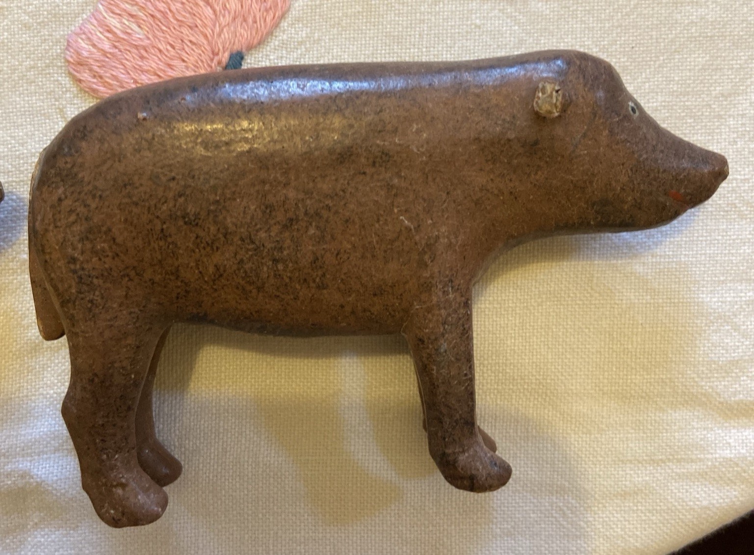 Victorian 19th Century 2 Hand Made Folk Art Pigs. Primitive / Naiave. Folk Art