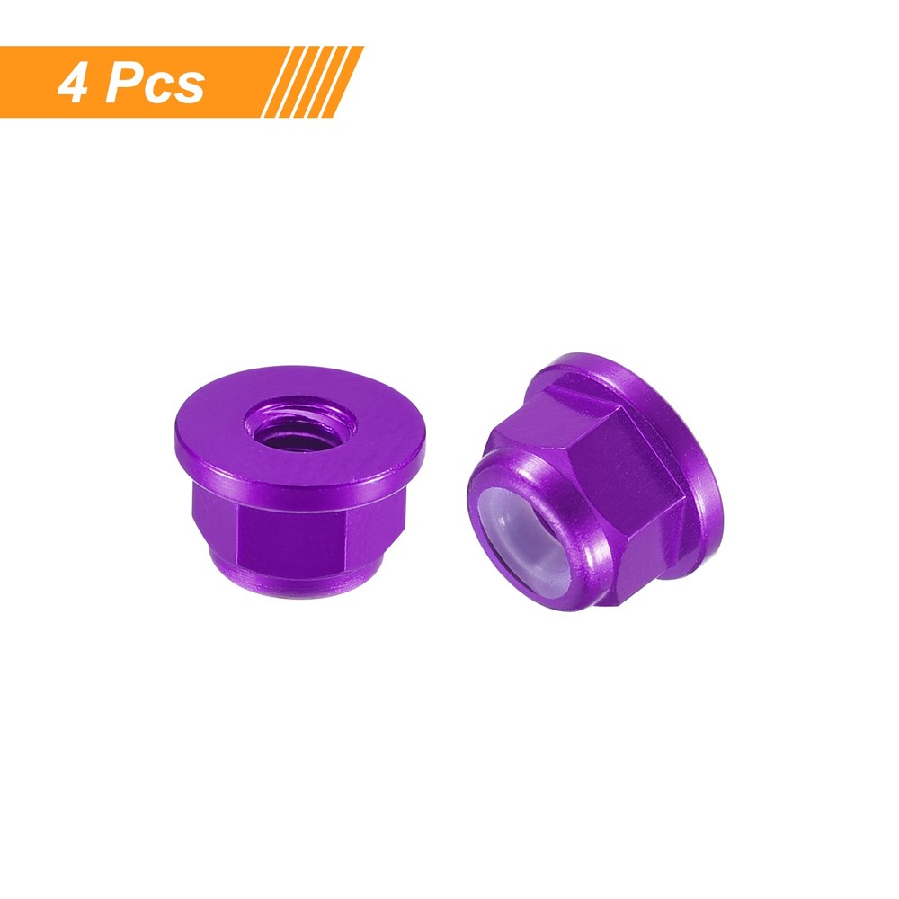 Nylon Insert Hex Lock Nuts, 4pcs - M3x0.5mm Self-Locking Nut(Purple)