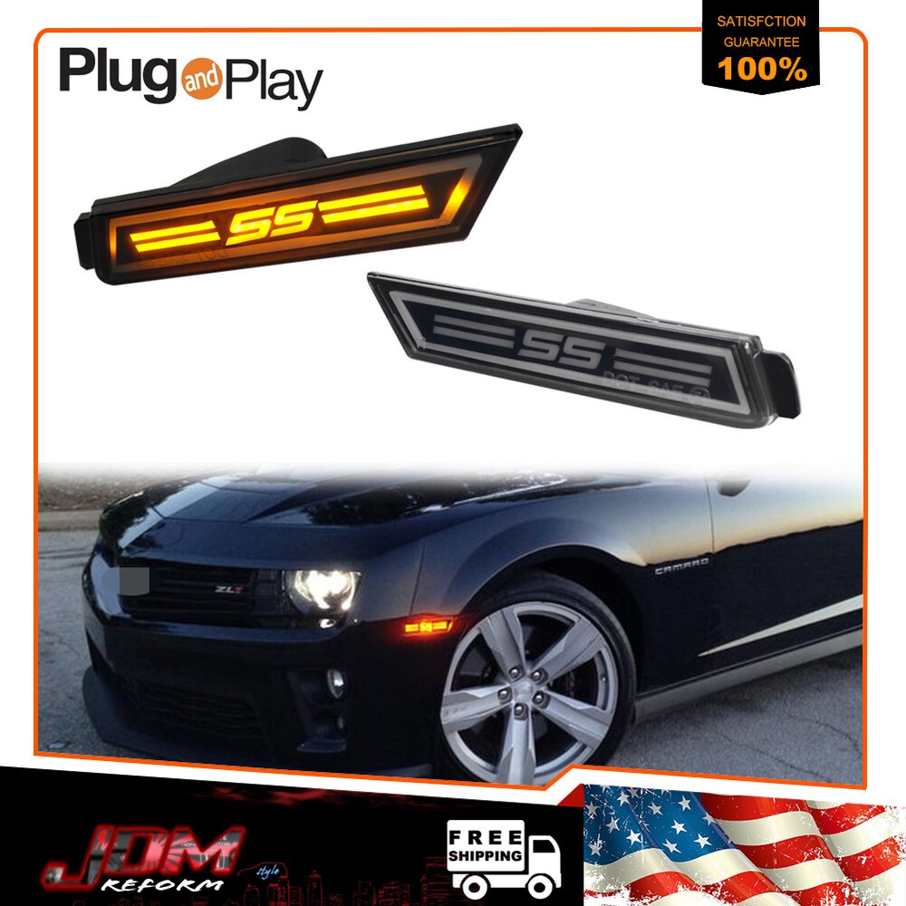 SS Style Amber LED Front Side Marker Lights For 2010-2015 Chevrolet Chevy Camaro