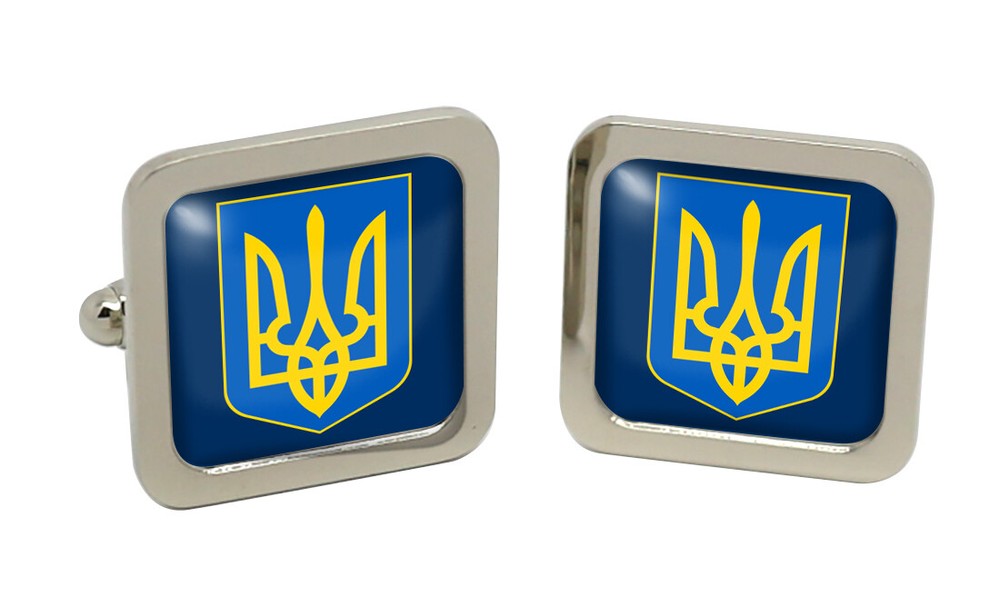 Ukraine Square Cufflink in Chrome Box