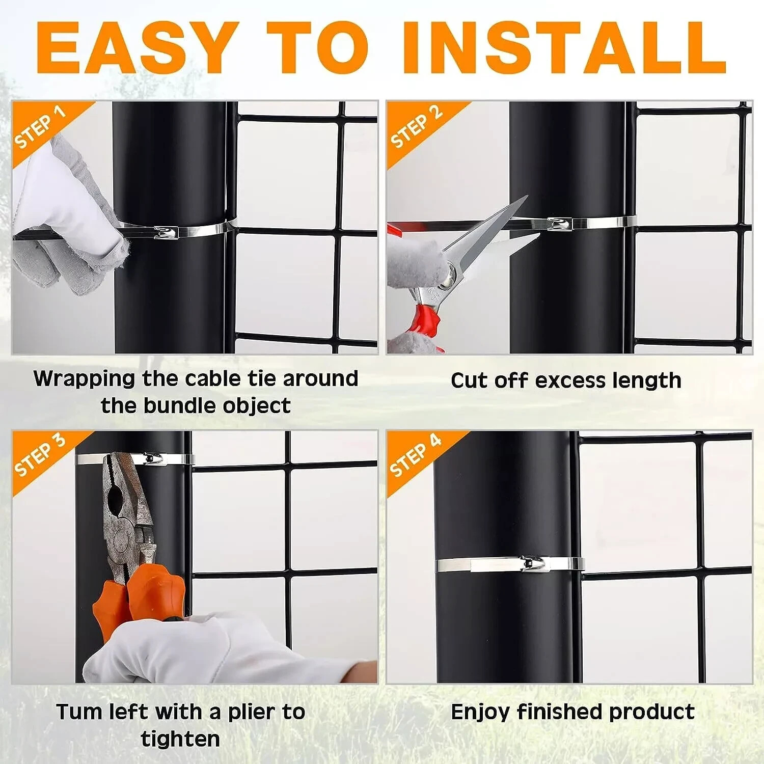 24-36" 100-200pc INDUST. GRADE 400lb-12MM Heavy D Stainless Steel Zip Tie Cable