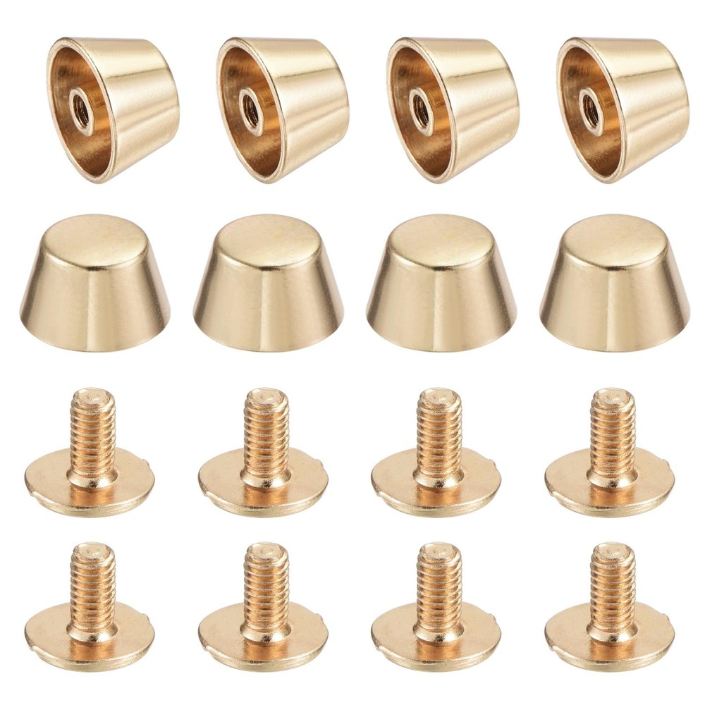 12x7mm Rivet Studs Screw Back Flat Cable Feet Stud Gold Tip 8pcs