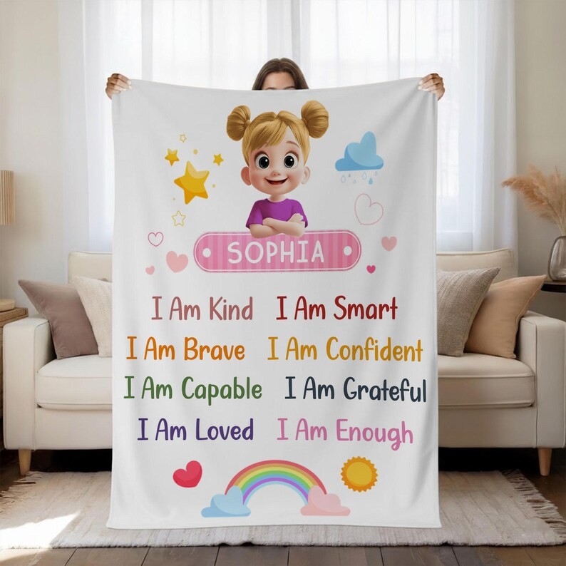 Custom Name Affirmation Blanket Positive Message Personalized Gift Soft