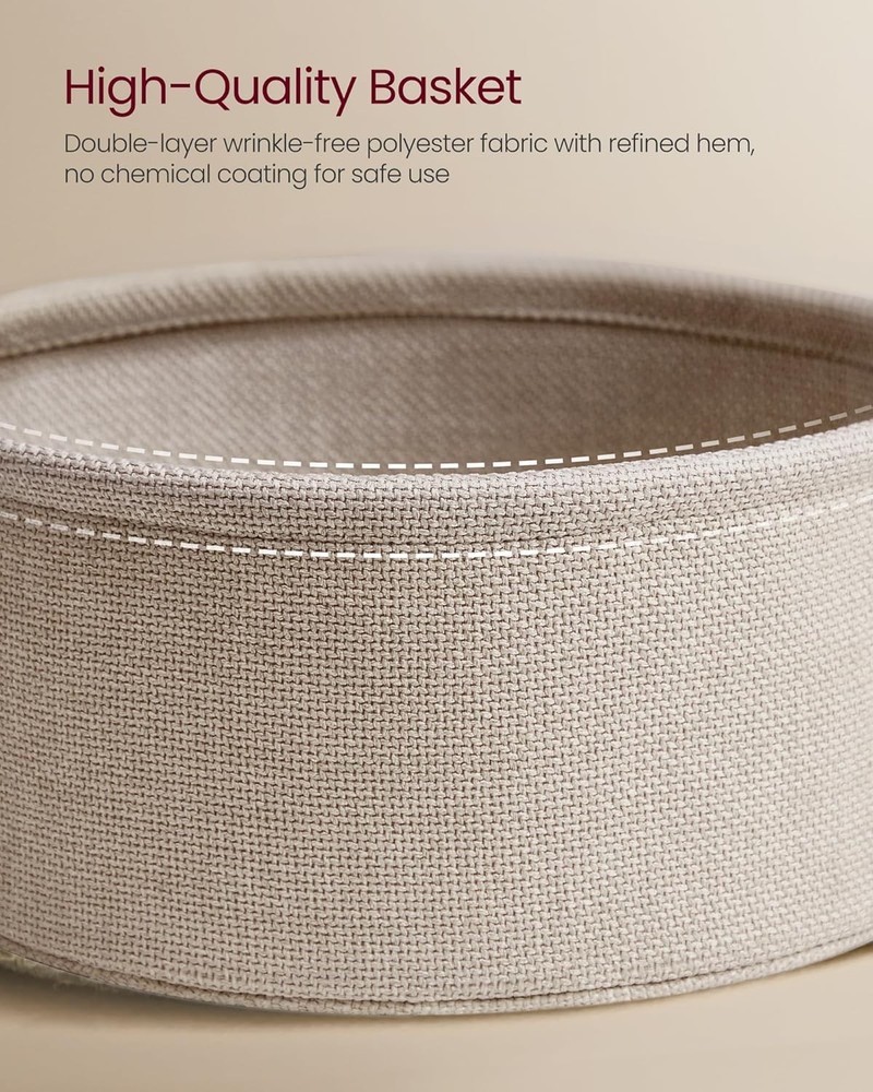 Durable Collection Side Table W/ Charging Station Round End Table Fabric Basket