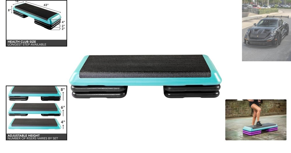 Durable Teal Aerobic Stepper with Nonslip Top - Versatile Home Workout Solution