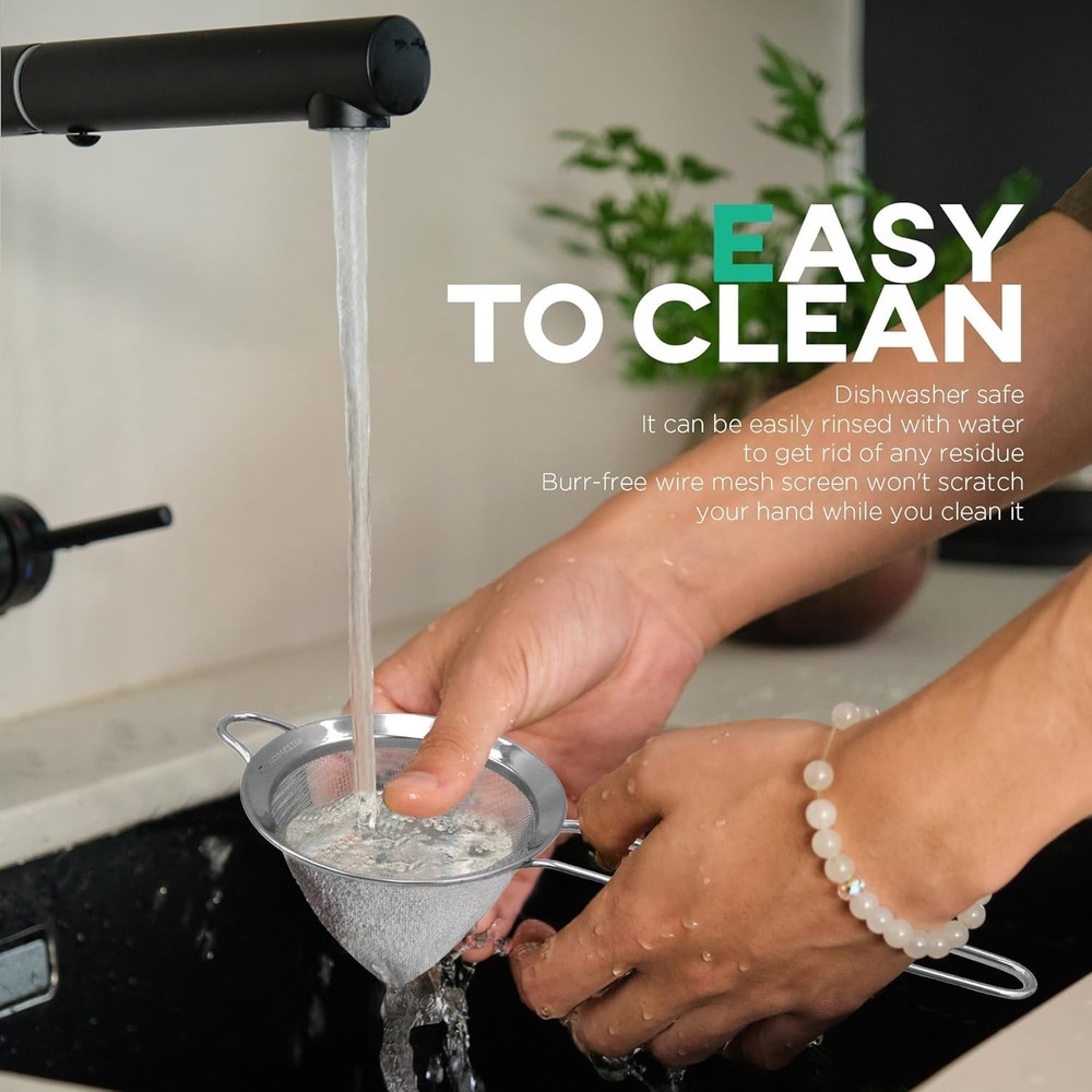 Classic Silver 3.3" Fine Mesh Strainer - Durable & Easy to Clean Kitchen Tool