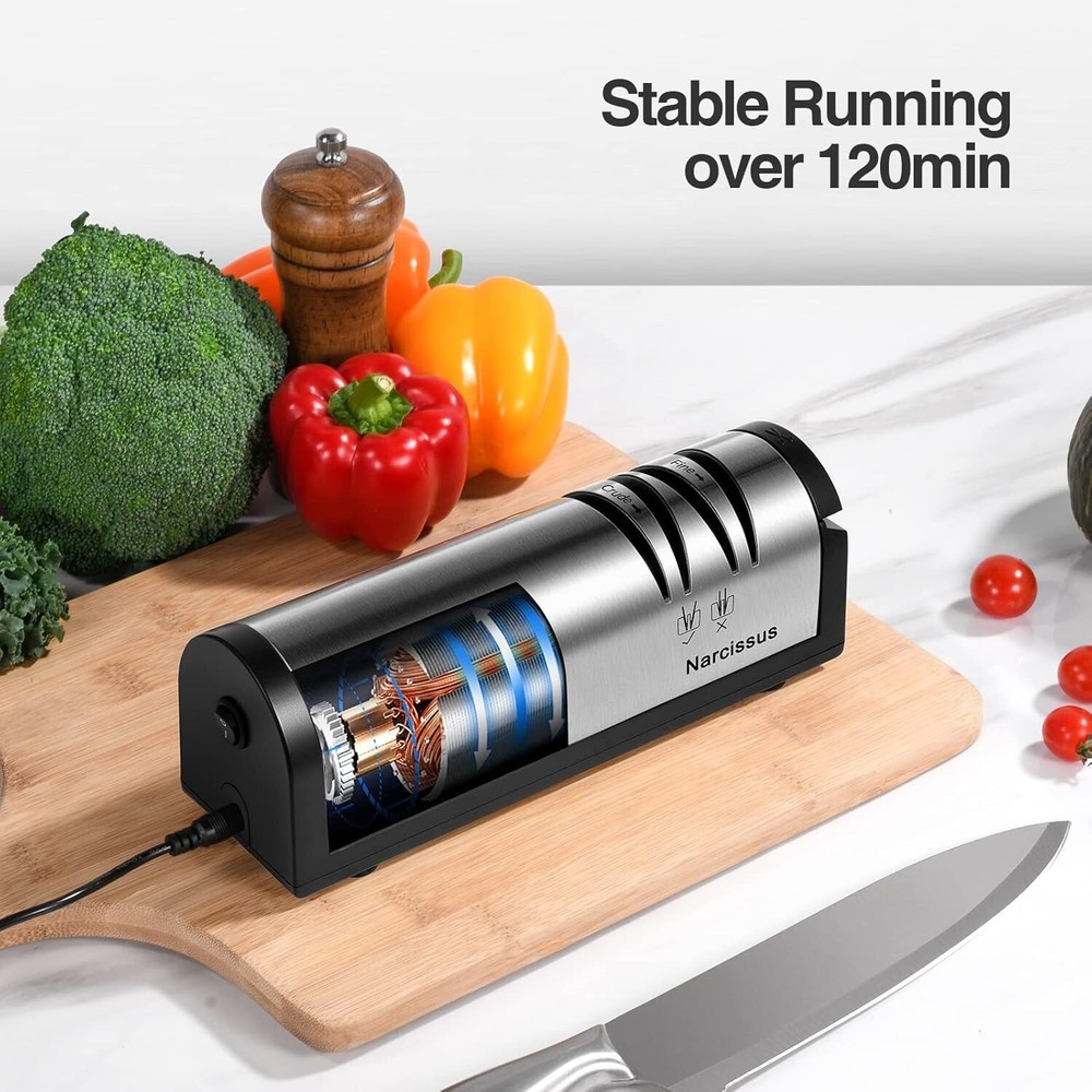 Professional Electric Knife Sharpener with Scissors Attachment - 2 Stage Designs