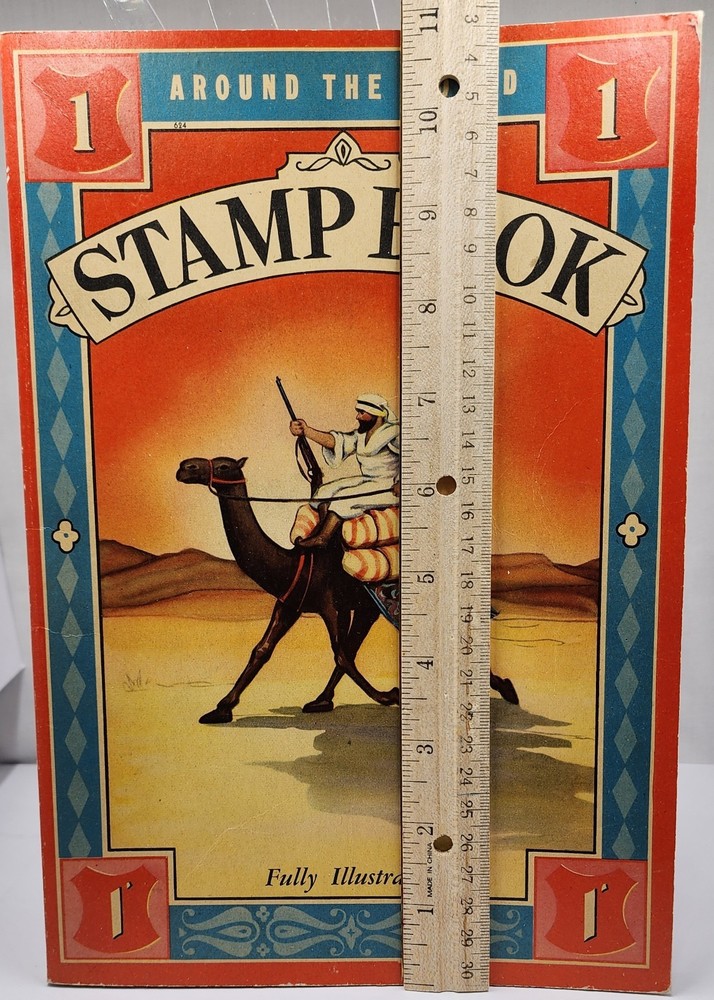 Vintage Around The World Stamp Book Fully Illustrated • Includes Several Stamps