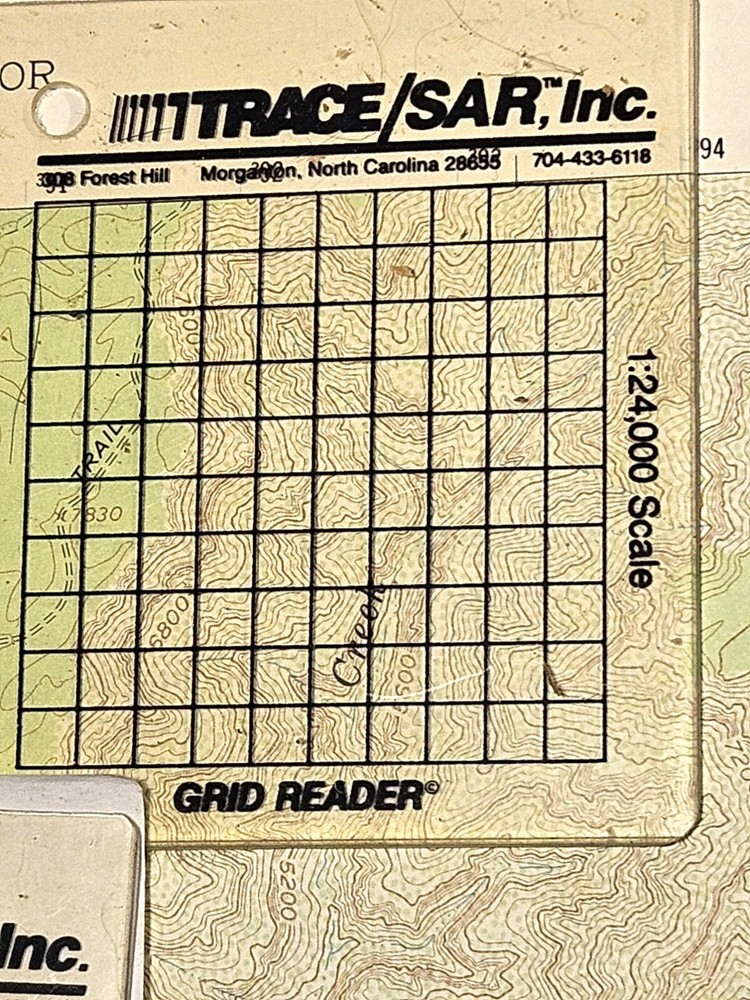 Trace SAR UTM Grid Reader for 1:24000 maps, Measures 100M Increments 1 SqKM grid