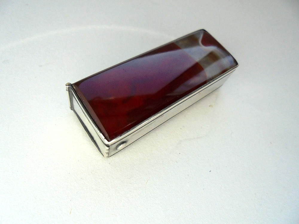 Antique Silver Agate Vesta Case