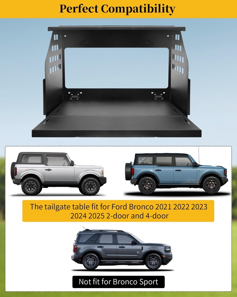 Pre-Assembled Rear Door Tailgate Foldable Table, Heavy Duty Foldable Tailgate...