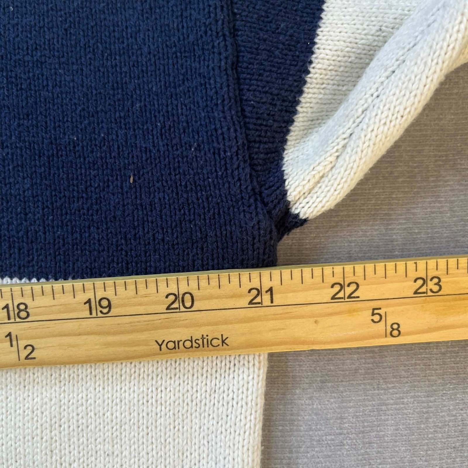 RSQ Sweater Men Medium Striped Crewneck Navy White Orange Knit Pullover