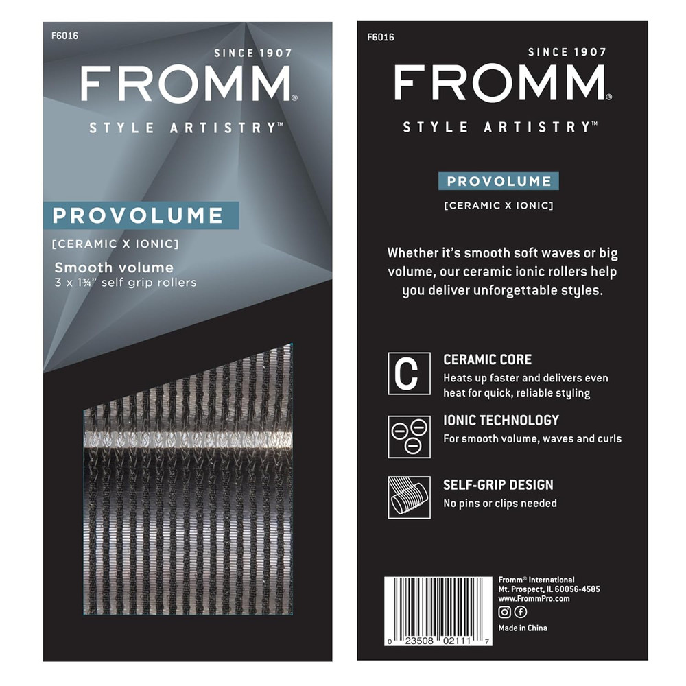 Fromm Provolume 1.75" Self-Grip Ceramic Ionic Thermal Hair Rollers, 3 Count, Lar