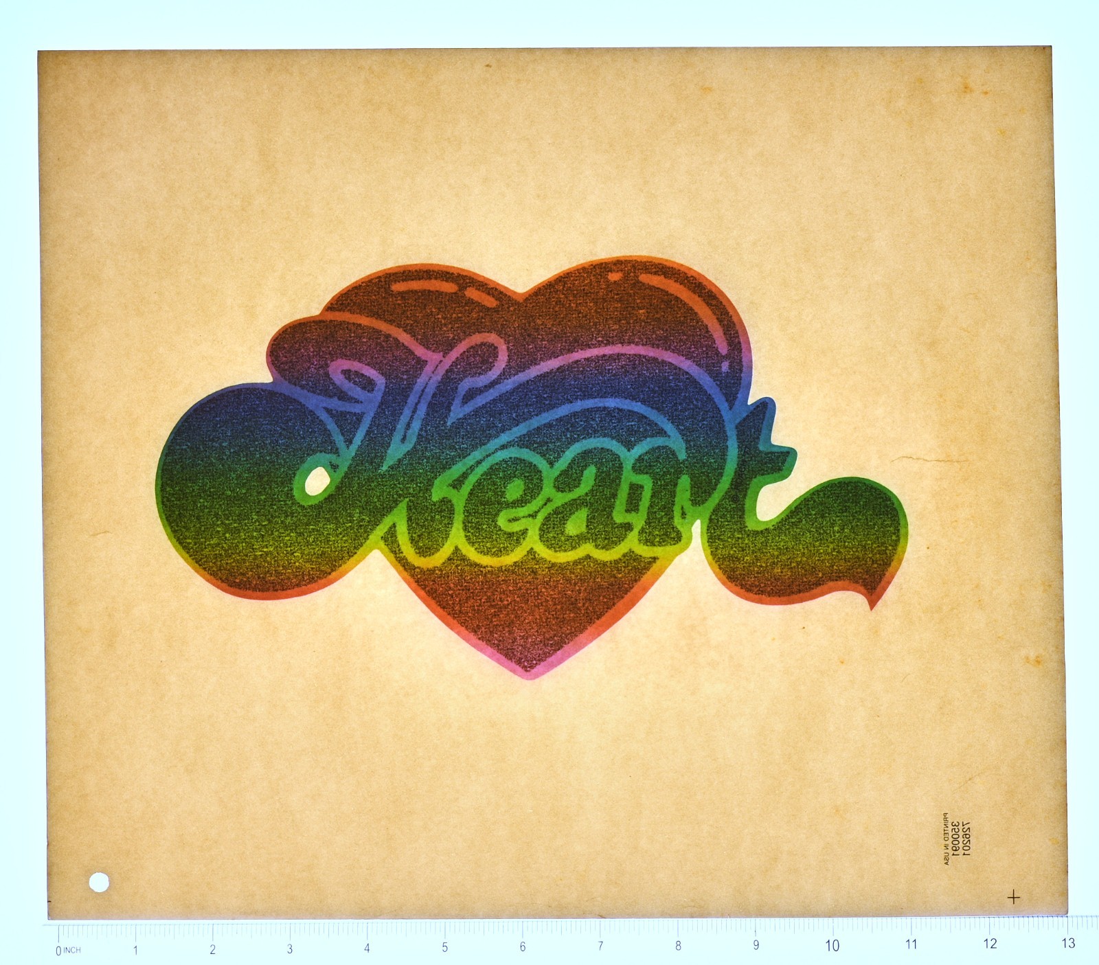 Original VINTAGE 1970s Heat Transfer | Heart Logo Rainbow Glitter