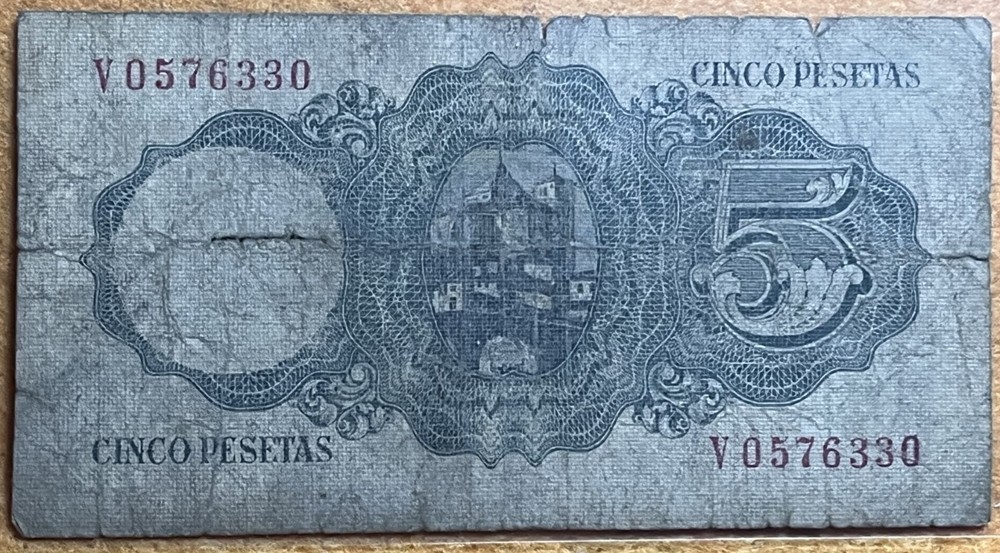 Spain 1951 5 Pesetas Banknote