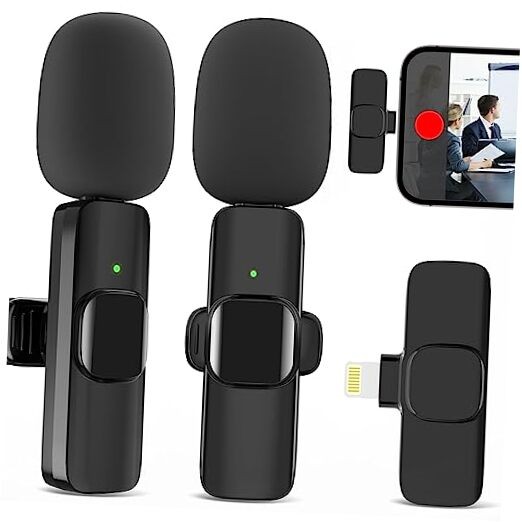 2 Pack Wireless Lavalier Microphone for iPhone, Professional Lapel Lightning