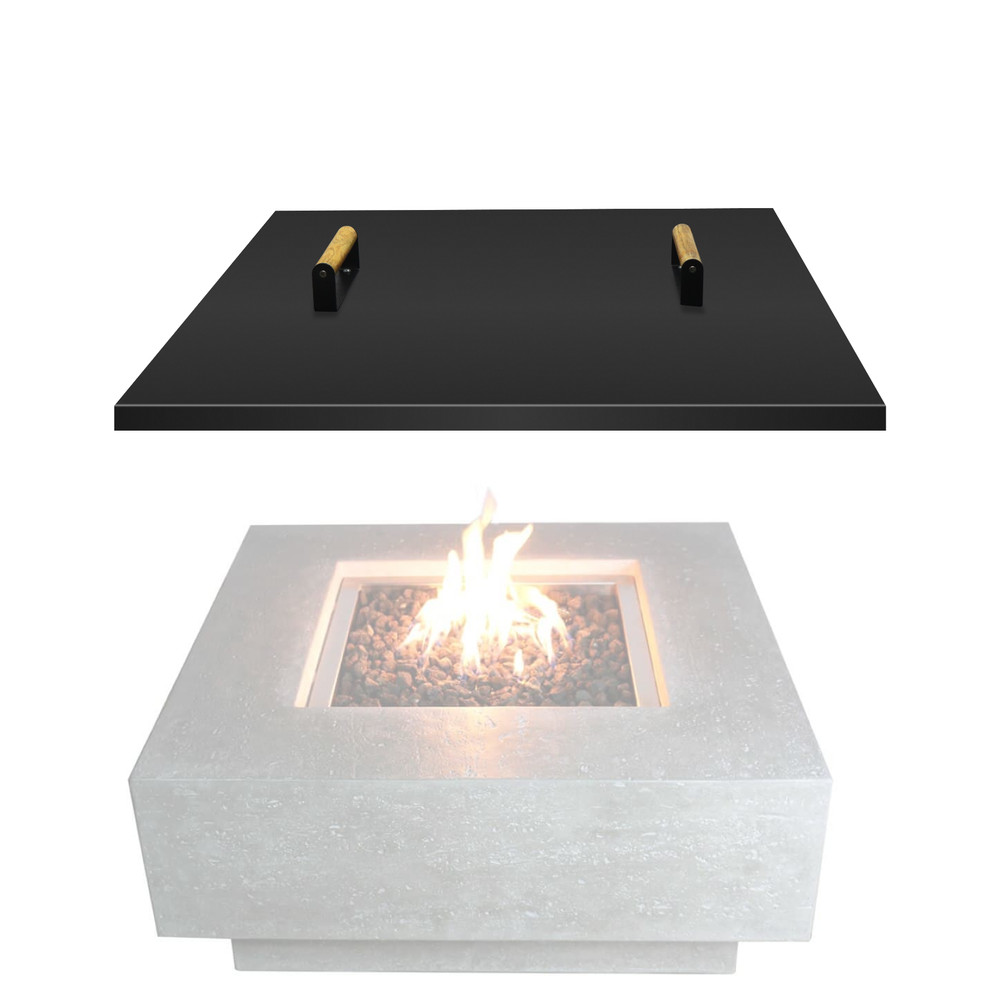 FEBTECH 28" Square Fire Pit Snuffer Lid for 26" FirePit with Wooden Handles
