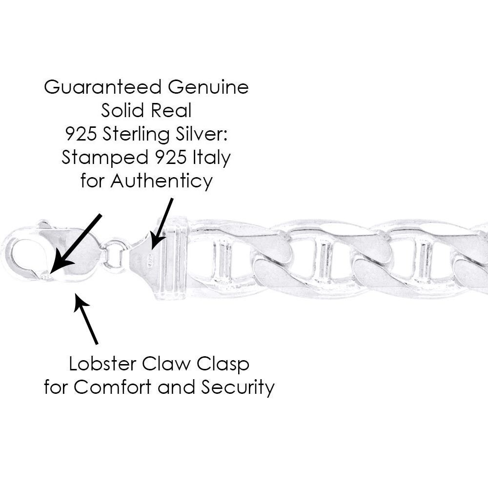 Real Solid 925 Sterling Silver Mens Mariner Chain Link Bracelet or Necklace