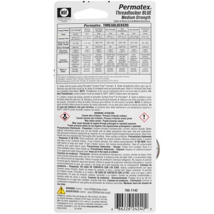 Permatex 24240 Medium Strength Threadlocker Blue, 36 ml