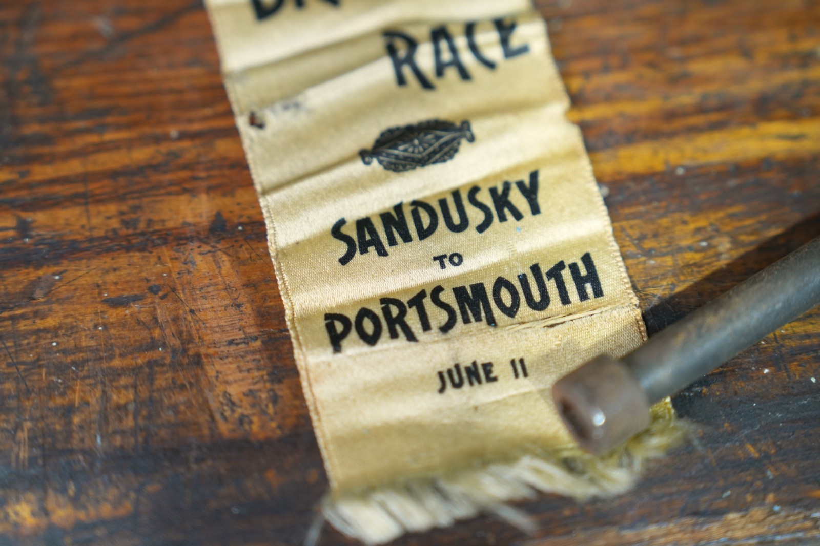 Antique 1800's High Wheel Bicycle Race Gold Pinback Award 1st Place Mansfield OH