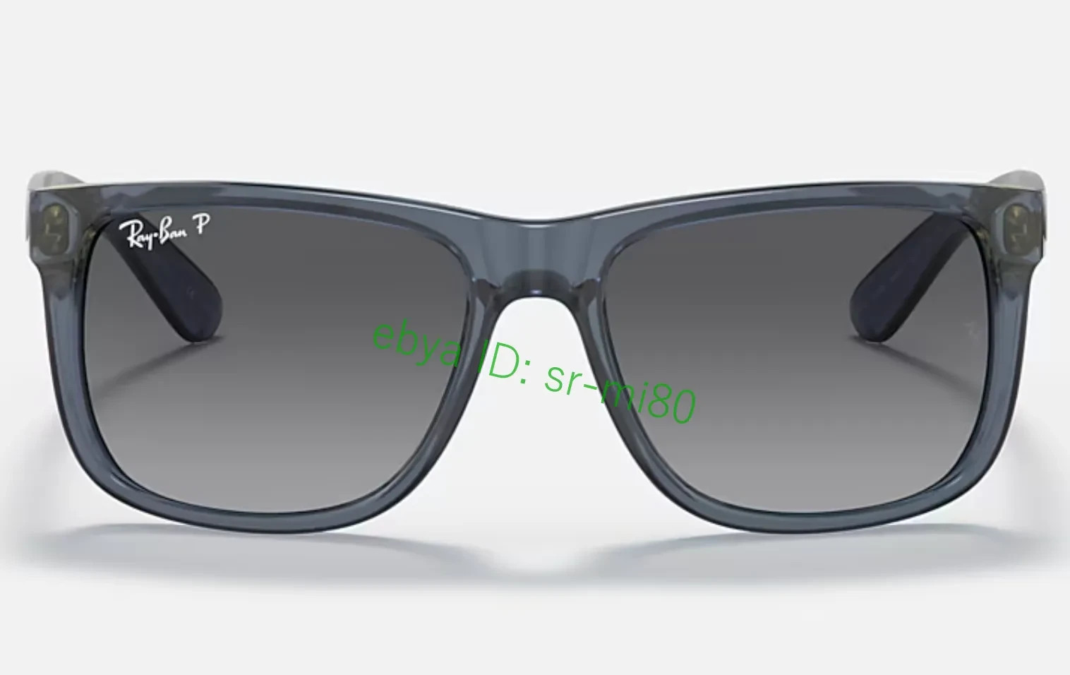 Ray-Ban Justin RB4165 Men’s Square Sunglasses Transparent Blue Frame Gray Lens