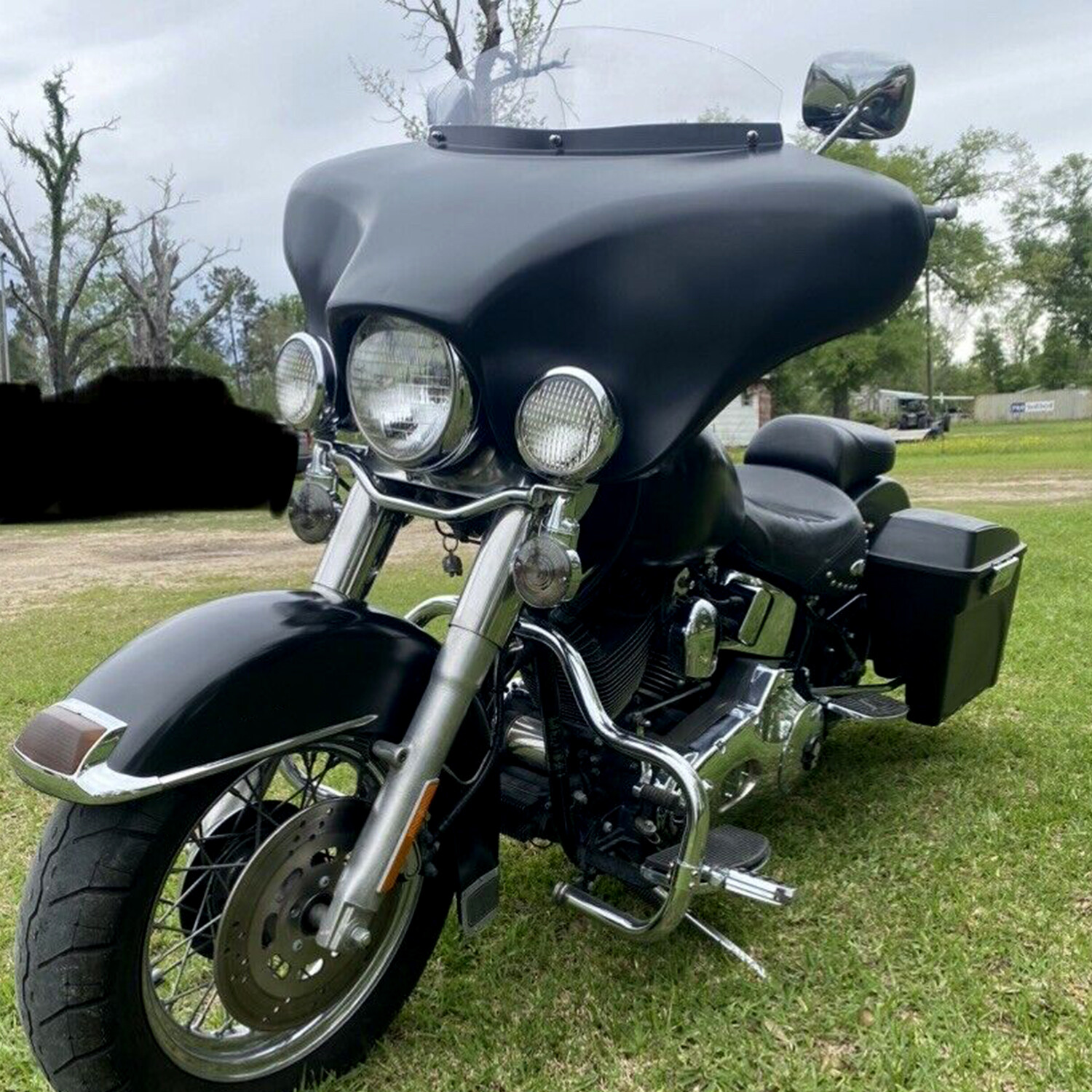 For Harley Davidson Heritage Fatboy Softail Deluxe Batwing Fairing 4 Speaker