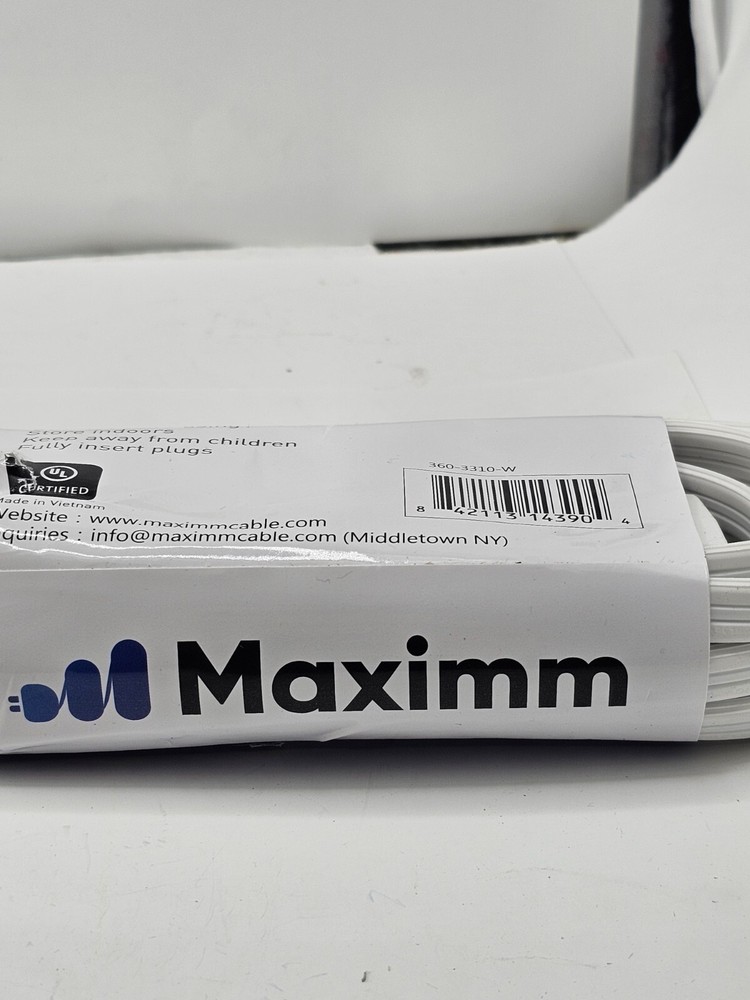 Maximm Cable 10Ft 360° Rotating Flat Plug Extension Cord/Wire, 16 AWG Multi 3