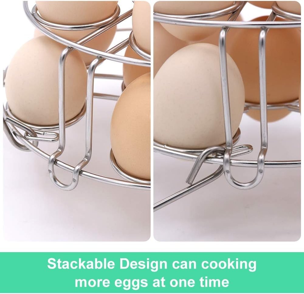 Stackable Egg Steamer, Egg Cooking Rack with Heat Resistant Silicone Handles