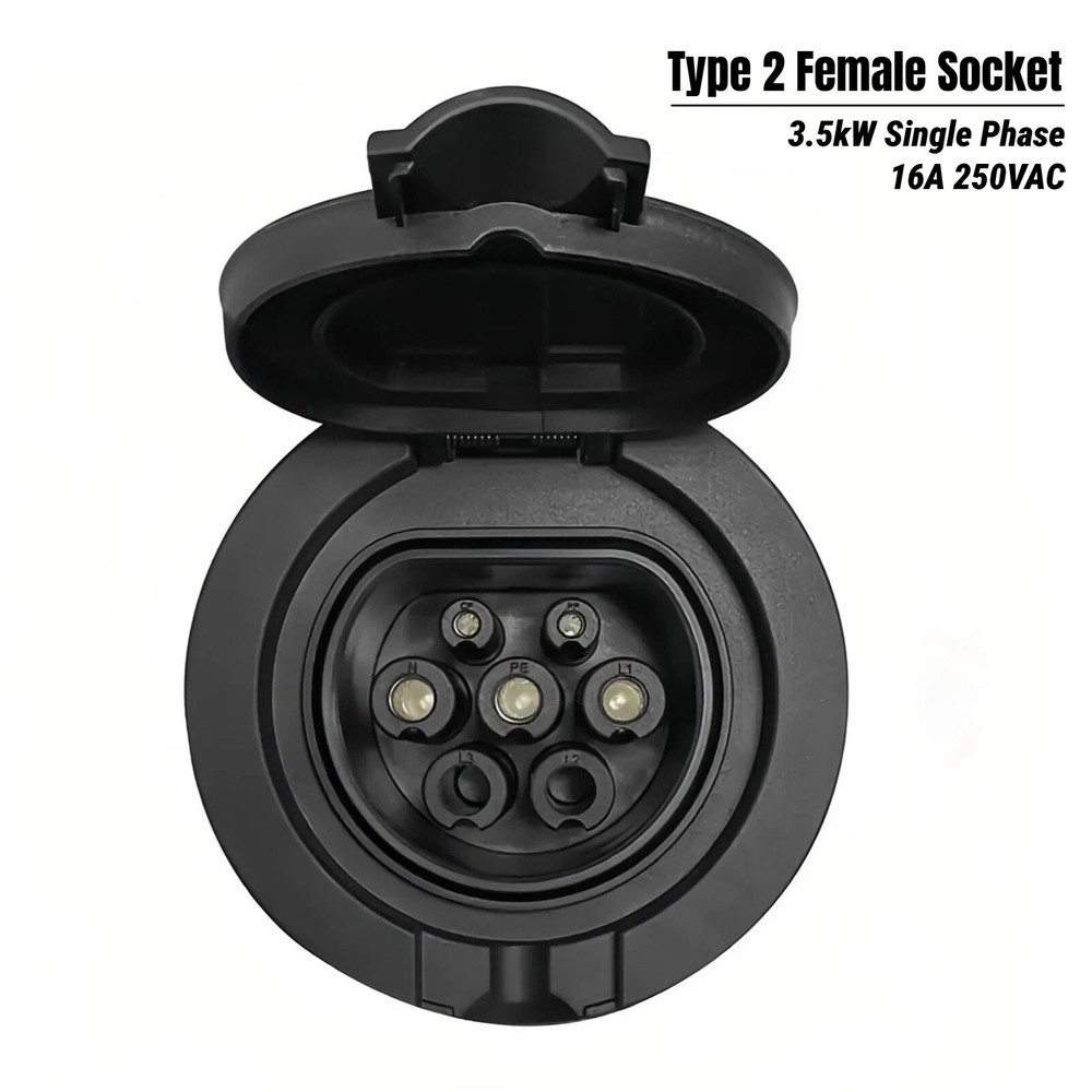 Type 2 Female EV Socket Replacement (station side), 16A 250V 3.5kW Single Phase