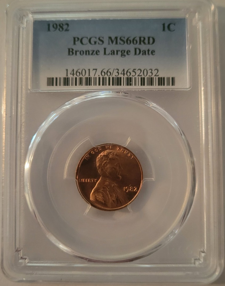 1982 PCGS MS66 RD Bronze Copper Large Date Lincoln Cent Penny