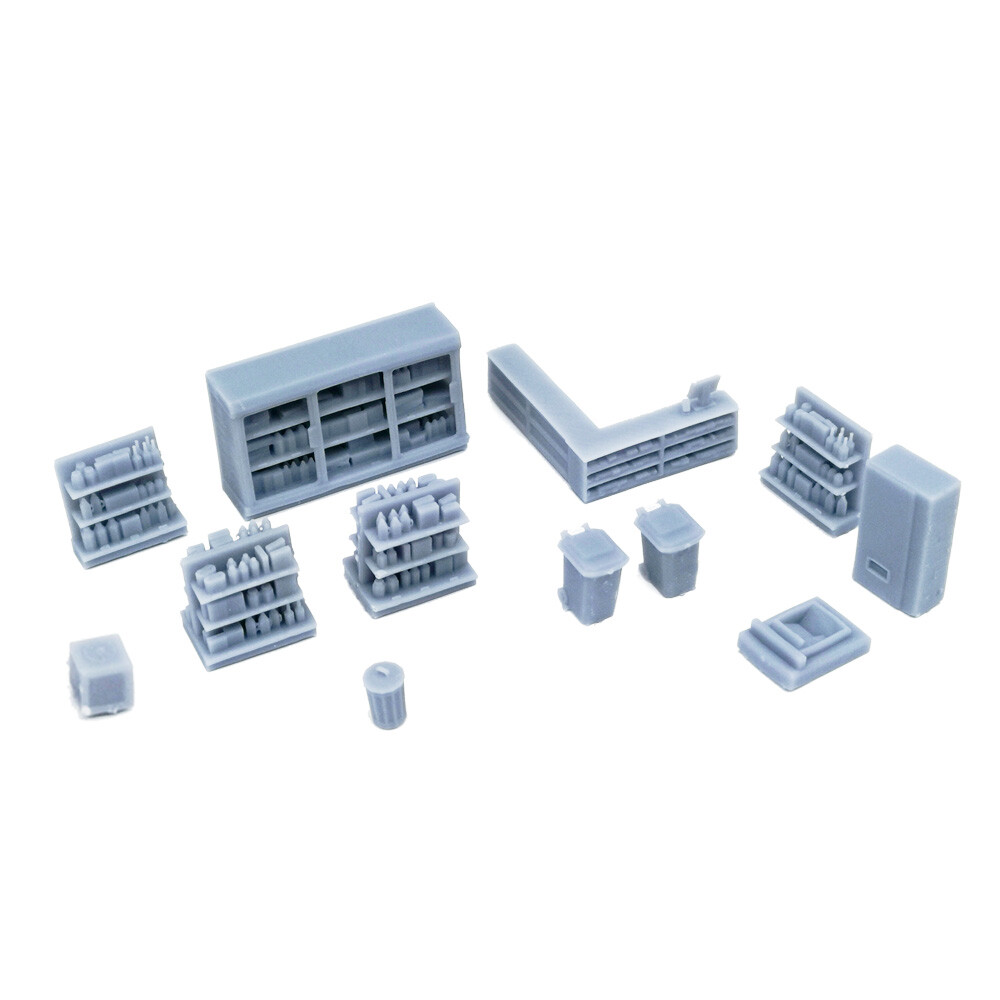 Outland Models Railway Scenery Market/Store Interior Accessories Set Z Scale