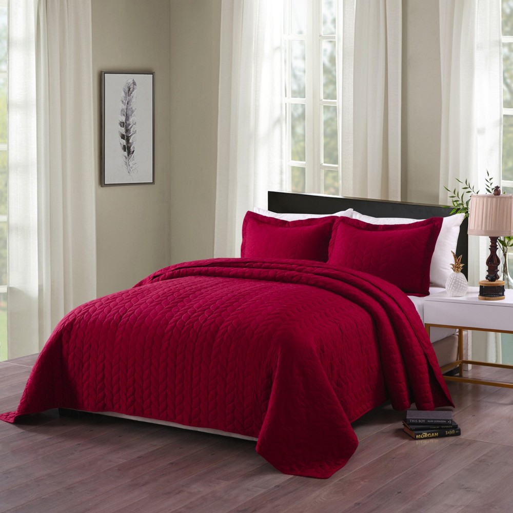 3 Piece Lightweight Bedspread Quilt Set Polyester Quilts Prewashed, Queen King