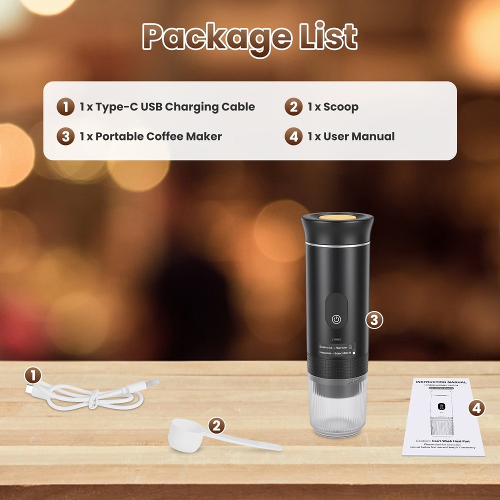 Cordless Espresso Maker Machine Self-Heating Coffee Maker