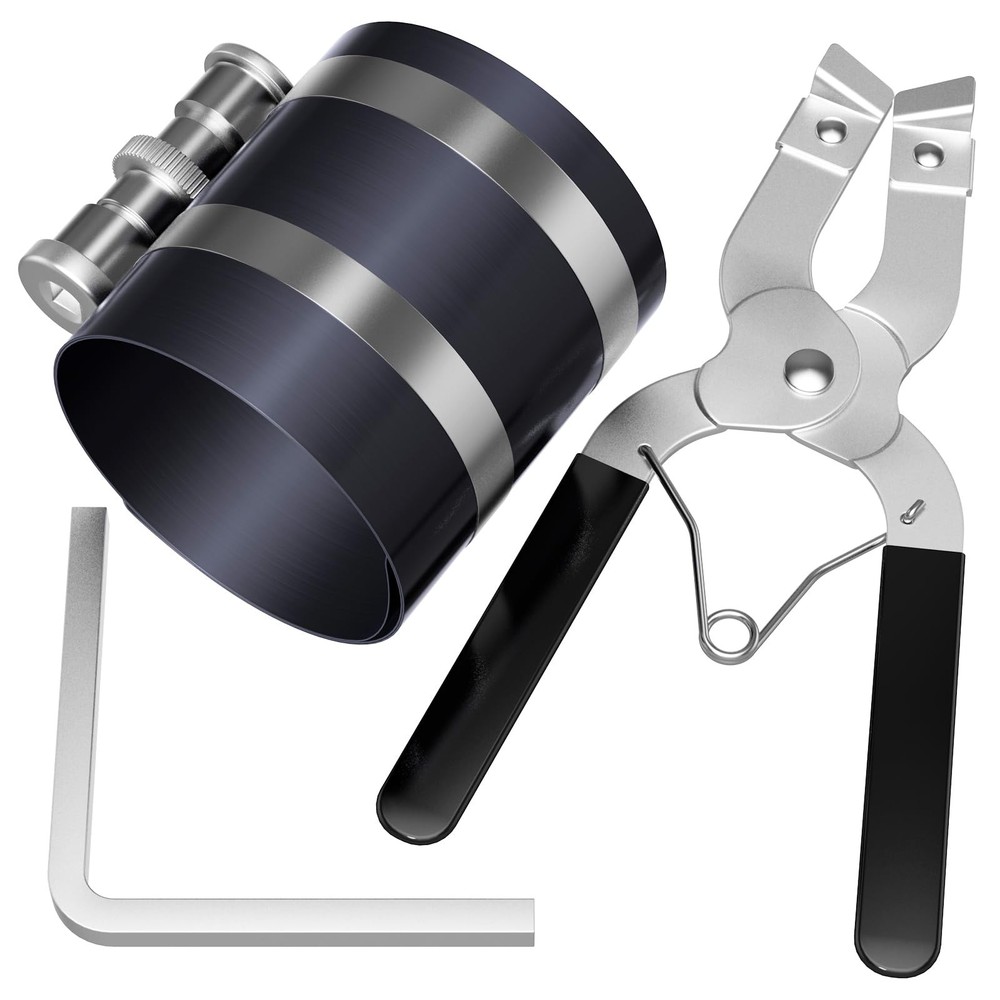 Piston Ring Compressor Tool Kit for Car Engines, Adjustable 21/8" to 7"