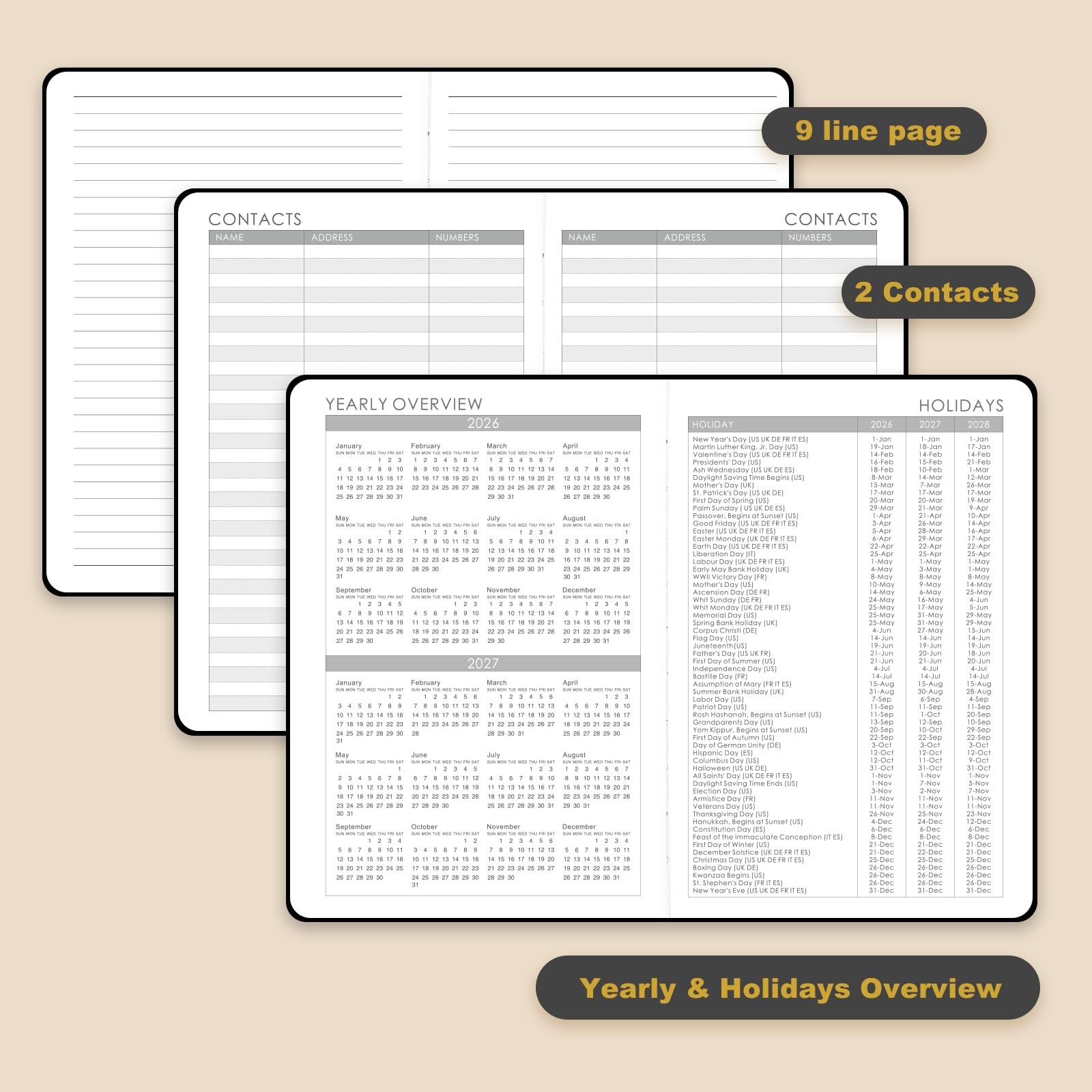2026 Planner - Leather Planner 2026 Weekly and Monthly, Jan.2026 - Dec.2026, ...