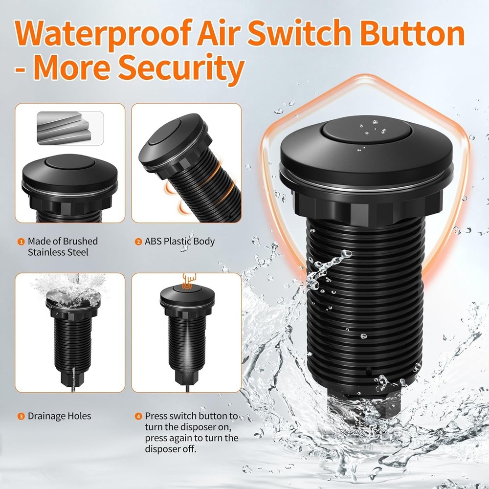 Durable Garbage Disposal Air Switch Kit with Long Button - Versatile & Stylish