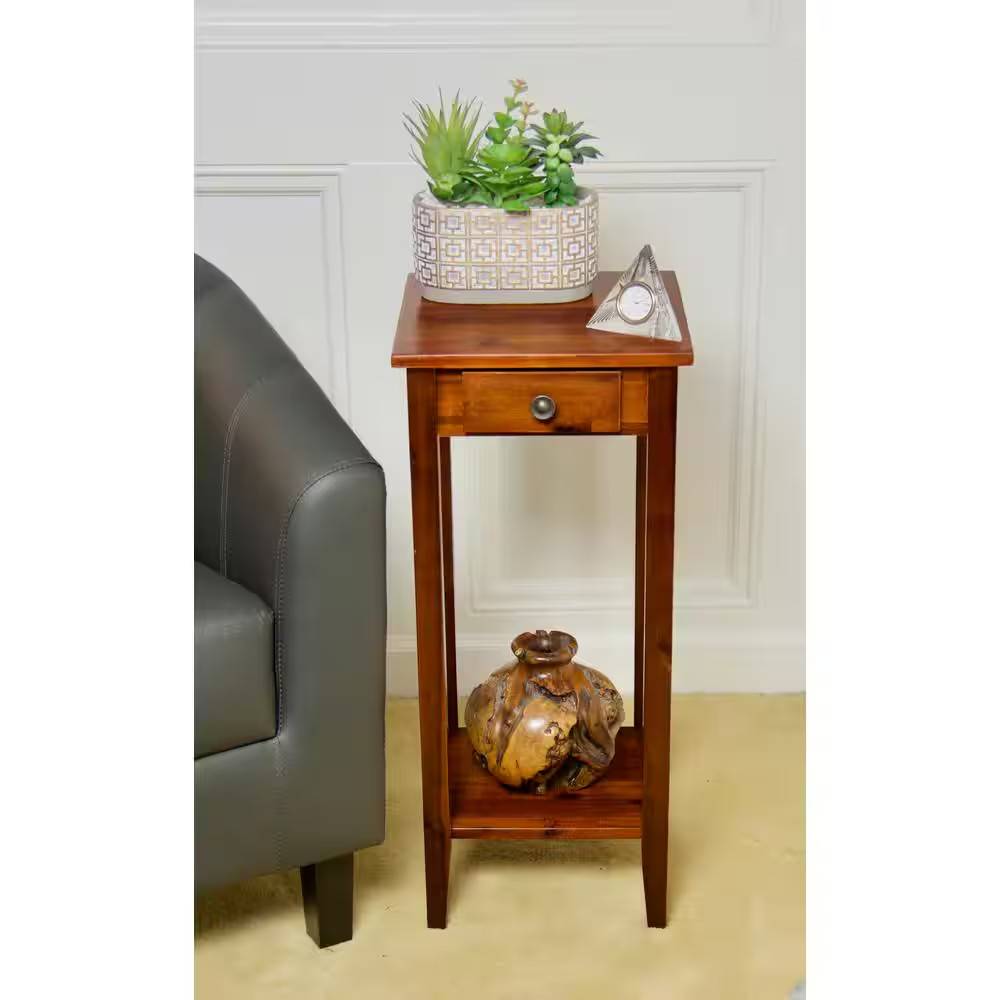 Solid Acacia Wood 27 In. Mahogany Plant Table