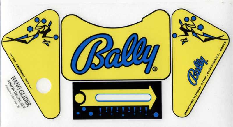 Hang Glider Pinball Machine APRON DECAL SET