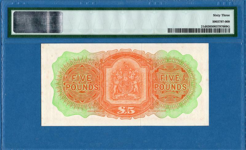 Bermuda / British Admin., 5 Pounds, 1966, UNC-PMG63, P21d