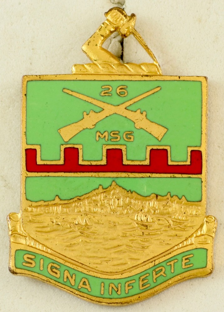 26th Regiment, Massachusetts State Guard Crest DI/DUI Screwback Robbins HM