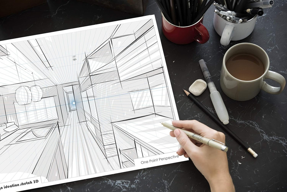 Perspective Grid PAD. Removable Sheet. Premium Paper. Smart-Bind Reinforced Lay