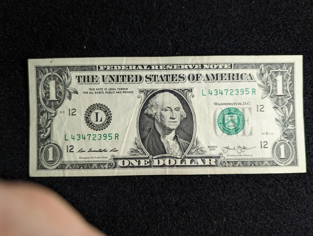 2013 $1 FRN Error note. 2 errors AU