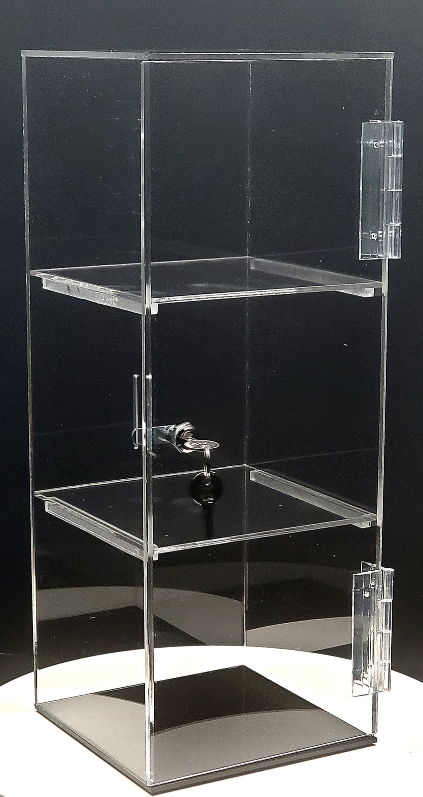 T'z Tagz Clear Acrylic Display Case Removable 2 Shelf Locking Showcase Cabinet