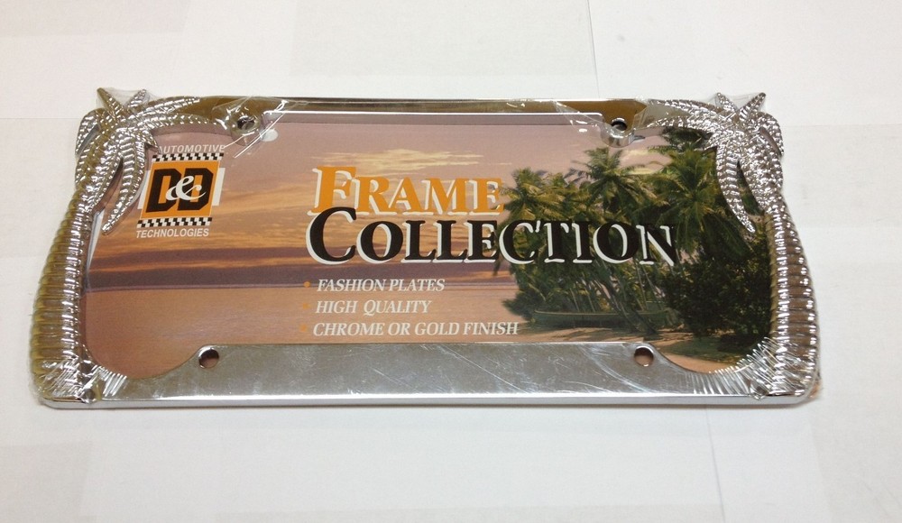 PALM TREE CHROME METAL LICENSE PLATE FRAME LPF-389C