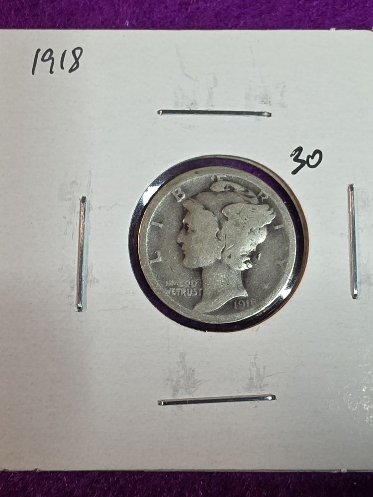 1918-P Mercury Silver Dime - 90% SILVER -