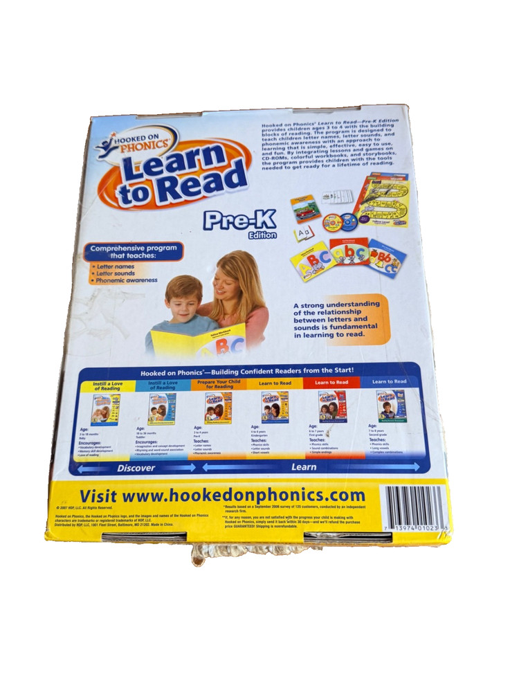 Hooked On Phonics Pre-K Edition Learn to Read Program 3-4 Years