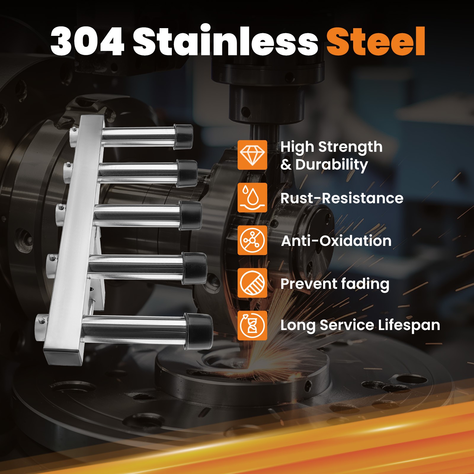 Stainless Steel Hitch Fishing Rod Holder 5 Link Tube for 2" Hitch Receivers